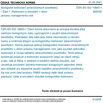 ČSN EN ISO 10993-1 - Biologické hodnocení zdravotnických prostředků - Část 1: Hodnocení a zkoušení v rámci procesu managementu rizik - Tisk