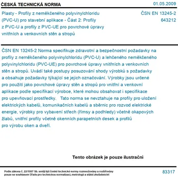 ČSN EN 13245-2 - Plasty - Profily z neměkčeného polyvinylchloridu (PVC-U) pro stavební aplikace - Část 2: Profily z PVC-U a profily z PVC-UE pro povrchové úpravy vnitřních a venkovních stěn a stropů - Tisk