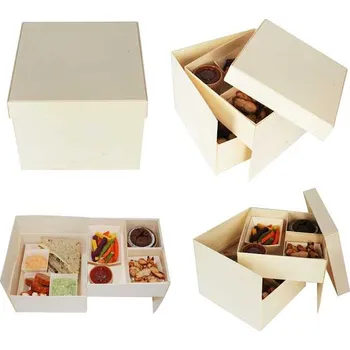 Jednorázové nádobí Bento box dřevěný č.1 - 15x15x12,3cm/1ks