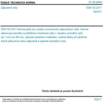ČSN 02 2311 - Zápustné nýty - Tisk