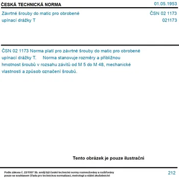 Šroub ČSN 02 1173 - Závrtné šrouby do matic pro obrobené upínací drážky T - Tisk
