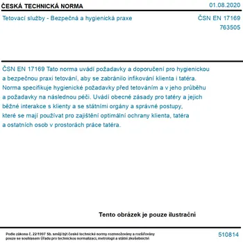 ČSN EN 17169 - Tetovací služby - Bezpečná a hygienická praxe - Tisk