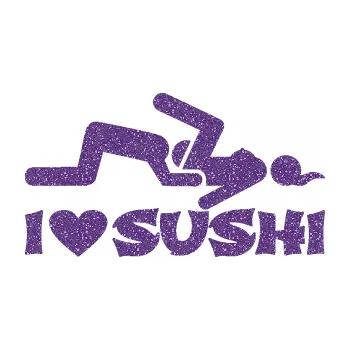 Samolepicí dekorace na vozidlo I love sushi (87 - Ultra Metalic fialová) SAMOLEPKA NA AUTO, NÁLEPKA, FÓLIE, POLEP, TUNING, VLASTNÍ TEXT, TISK, AUTOSAMOLEPKY.cz, POLEPY, OBRÁZEK, LOGO, 3D STICKERS