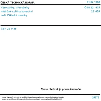 ČSN 22 1435 - Výstružníky. Výstružníky nástrčné s přišroubovanými noži. Základní rozměry - Tisk