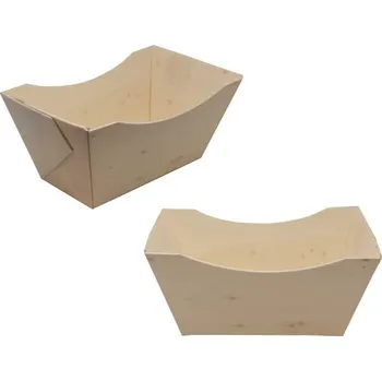 Jednorázové nádobí Miska dřevěná (z dýhy) 13,5x8x6,5 cm/ 12ks