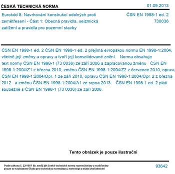 ČSN EN 1998-1 ed. 2 - Eurokód 8: Navrhování konstrukcí odolných proti zemětřesení - Část 1: Obecná pravidla, seizmická zatížení a pravidla pro pozemní stavby - Tisk