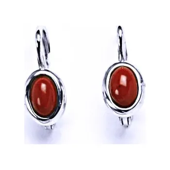 Náušnice Stříbrné náušnice na patent, přírodní jaspis 6 x 4 mm NK 1353