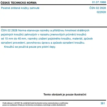 ČSN 02 2928 - Poistné drôtené krúžky zahnuté - Tisk