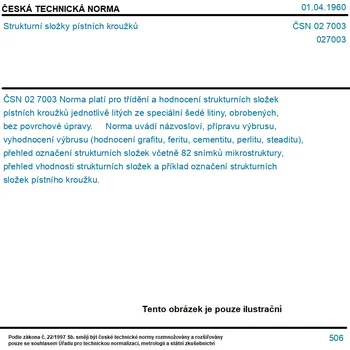 ČSN 02 7003 - Strukturní složky pístních kroužků - Tisk