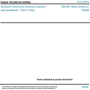 ČSN EN 1998-2 Změna Z1 - Eurokód 8: Navrhování konstrukcí odolných proti zemětřesení - Část 2: Mosty - Tisk