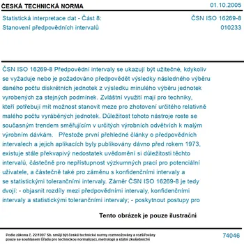 ČSN ISO 16269-8 - Statistická interpretace dat - Část 8: Stanovení předpovědních intervalů - Tisk