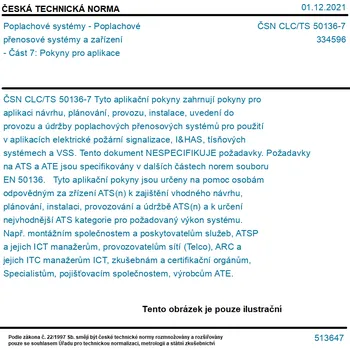 ČSN CLC/TS 50136-7 - Poplachové systémy - Poplachové přenosové systémy a zařízení - Část 7: Pokyny pro aplikace - Tisk