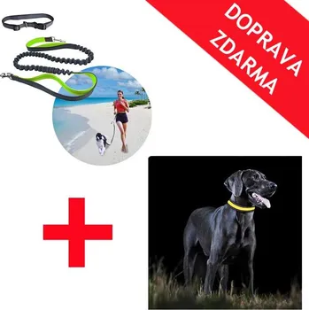 Vodítko pro psa Deminas | Vodítko na běhání se psem + Svítící obojek pro psa