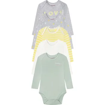 Kojenecký body lupilu® Dívčí body s dlouhými rukávy BIO, 5 kusů (74/80, šedá/žlutá/mintová/bílá)