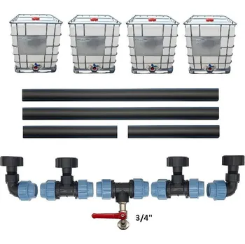 Profi propojení: 4 IBC nádrže + 3/4" zahradní kohout Z MODRÁ BARVA
