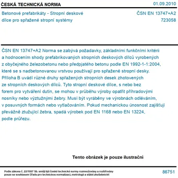 ČSN EN 13747+A2 - Betonové prefabrikáty - Stropní deskové dílce pro spřažené stropní systémy - Tisk
