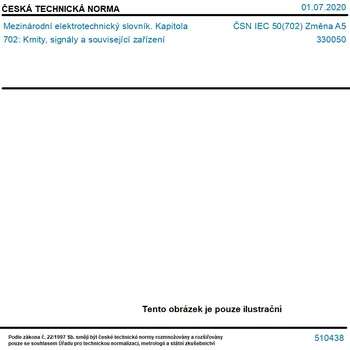 ČSN IEC 50(702) Změna A5 - Mezinárodní elektrotechnický slovník. Kapitola 702: Kmity, signály a související zařízení - Tisk