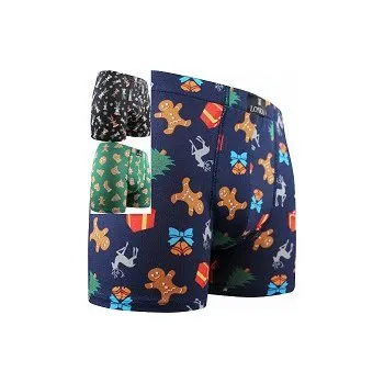 Boxerky Pánské boxerky Lonka KEVIN VÁNOCE XL perníčky / červená