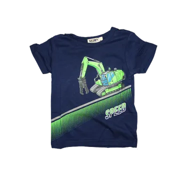 Chlapecké tm. modré tričko se zeleným bagříkem SPEED. 110