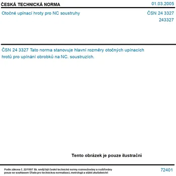 Příslušenstí k soustruhu ČSN 24 3327 - Otočné upínací hroty pro NC soustruhy - Tisk