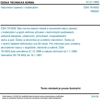 ČSN 79 0002 - Názvosloví operací v koželužství - Tisk