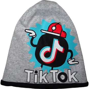 Čepice Chlapecká zimní čepice Tik Tok šedá menší s modrým obrázkem. 1 - 2;2 - 4 WOLF