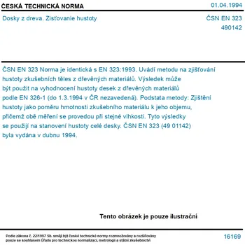 ČSN EN 323 - Dosky z dreva. Zisťovanie hustoty - Tisk