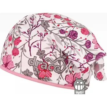 Kšiltovka Šátek s kšiltem Dráče EMILY 01 funkční lehký letní bílý květovaný velikost čepic: 50-52cm (2-4 roky, RDX vel. 4)