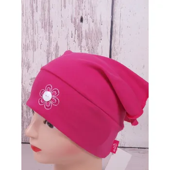 Čepice Šátek dívčí Dráče kšiltem tm. růžový s kytičkou velikost čepic: 52-54cm (5-7 let, RDX vel.5)