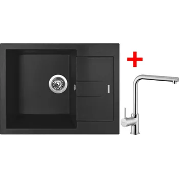 Kuchyňský dřez Set Sinks AMANDA 650 + ELKA Barva: Černá metalická, Označení: Metalblack + Dárek