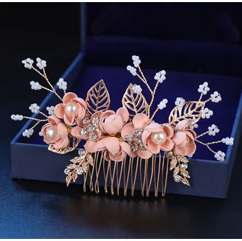 Souprava šperků B-TOP hřeben do vlasů růžový květ 63130