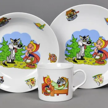 Talíř Porcelánová dětská jídelní souprava 3dílná "Červená Karkulka"