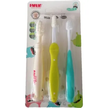 Farlin zubní kartáčky-kousátka pro děti od 4 měsíců 3 ks modré