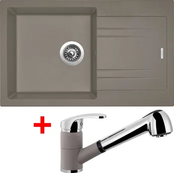 Granitový dřez Set Sinks LINEA 780 N + LEGENDA S GR Barva: Šedobéžová, Označení: Truffle + Dárek