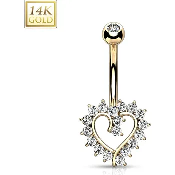 Piercing Šperky4U Zlatý piercing do pupíku - srdce, Au 585/1000 - ZL01219-YG