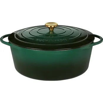 Hrnec Litinový hrnec oválný Provence 35 cm modrý - Küchenprofi (Litinový Hrnec na pečení Provence oválný 35 cm modrý - Küchenprofi)