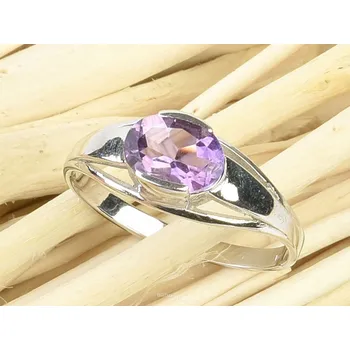 Prsten Ametyst oválný prsten brus Ag 925/1000 stříbro