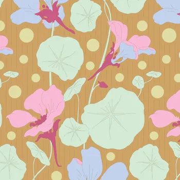 Tilda Fabrics Tilda Garden Life 999-471 Nasturtium Mustard květovaná bavlněná látka patchwork