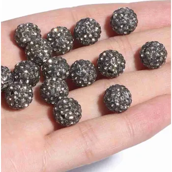 Dětské navlékací korálky Pro Háčkování Shamballa korálek 10 mm antracitově šedý