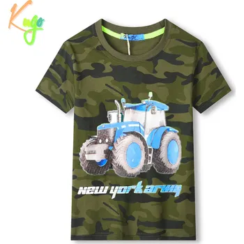 Chlapecké tričko Chlapecké triko - KUGO TM9216, khaki/ tyrkysový bagr Barva: Khaki, Velikost: 122