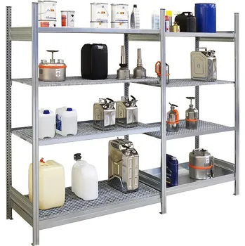 Dílenský regál CEMO Přístavný vanový regál 130x50x200 cm, 4 vanové police s rošty(11188)