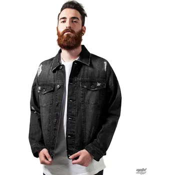 Pánský bomber bunda jarně/podzimní - Ripped Denim - URBAN CLASSICS - TB1438-black