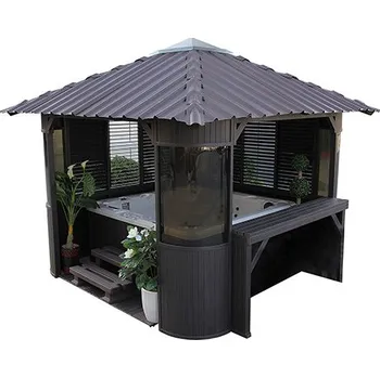 Bazénové zastřešení Zastřešení pro vířivku Gazebo hnědé 3 x 3 x 2,9 m