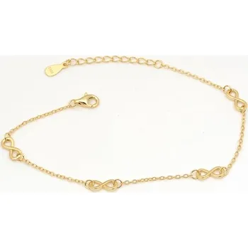 Náramek Dámský stříbrný pozlacený náramek nekonečno 17-20 cm STNA0503F