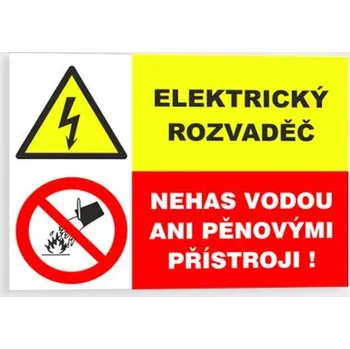 Elektrický rozvaděč Nehas vodou ani pěnovými přístroji Plast 297 x 210 mm (A4) tl. 2 mm - Kód: 09690
