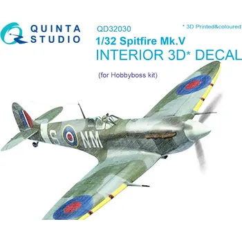 Plastikový model Quinta studio 1/32 Spitfire Mk.V 3D-Print&col.Interior (HOBBYB)
