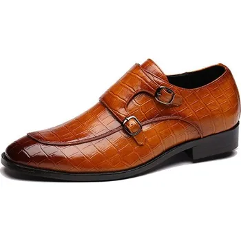 Pánské polobotky Kožené polobotky crocodile pánské business obuv s pásky Barva: Žlutá, Velikost: 48