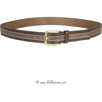 Opasek Prošívaný dvoubarevný opasek HIDESIGN s litou mosaznou sponou Alton hnědý, vel. 42" (XXL) - obvod pasu cca 105-118 cm