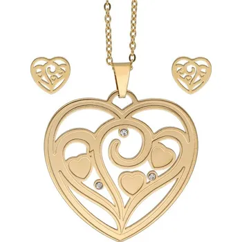 Souprava šperků Doria Set šperků z oceli zlaté SRDÍČKA K396