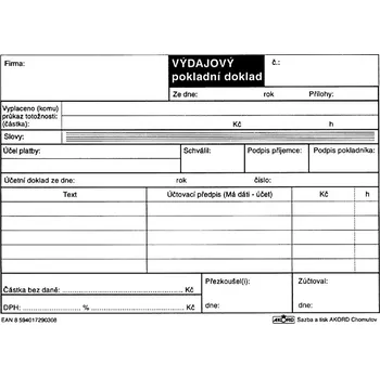 Tiskopis Tiskopis Výdajový pokladní doklad pro plátce DPH